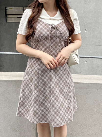 チェックキャミワンピース