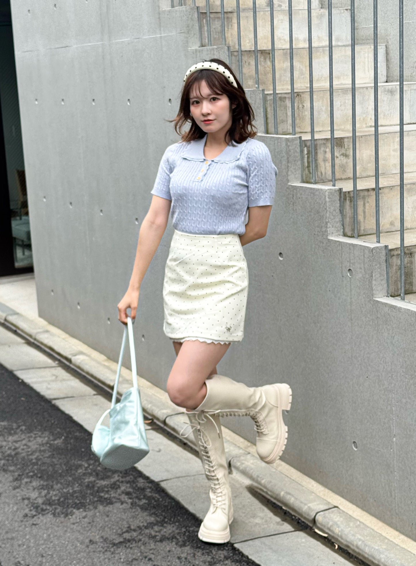 【Official限定価格】フリルリブニットポロ