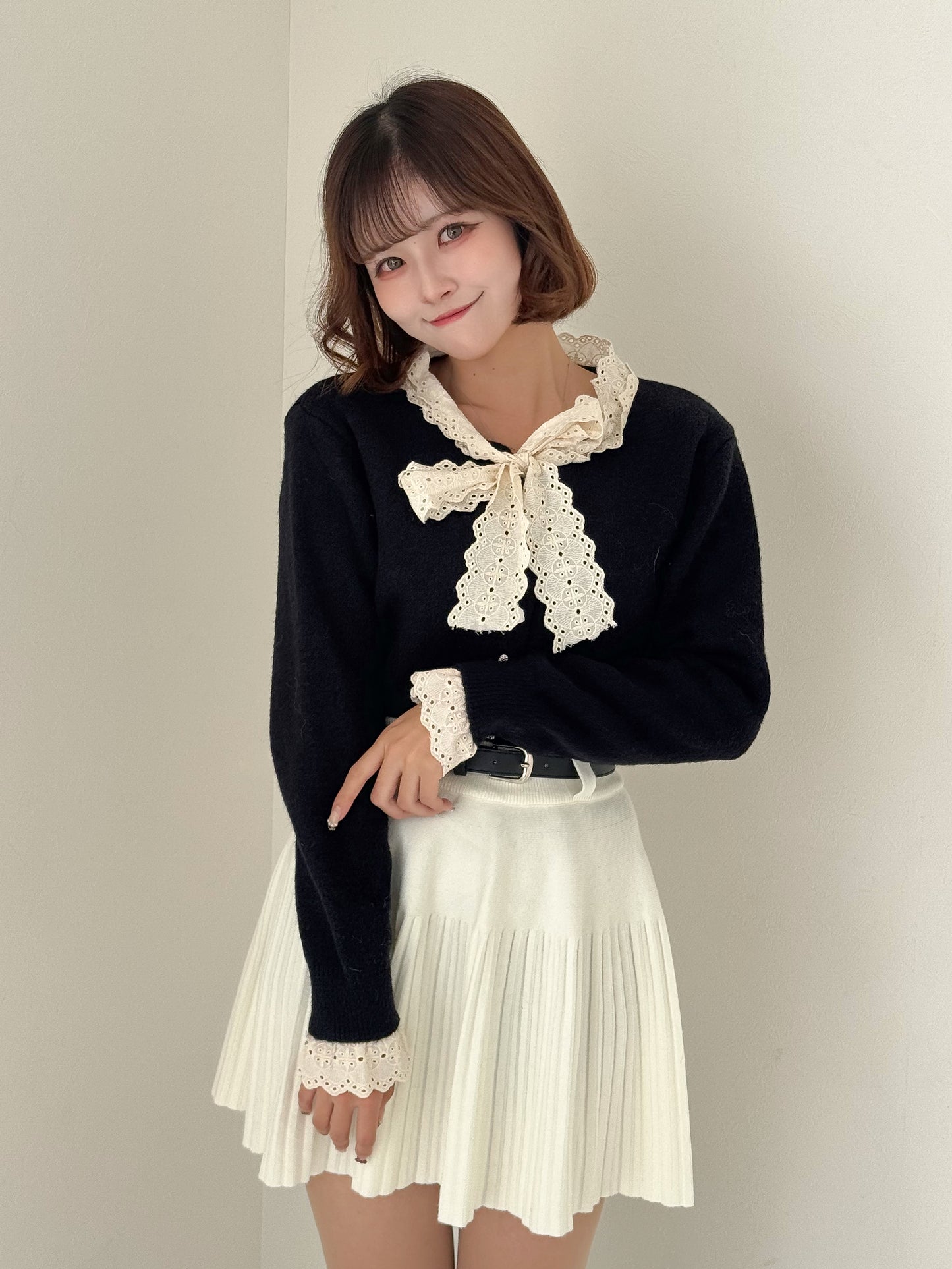 【Official限定価格】ボウタイハートボタンニット