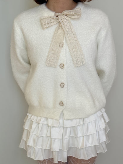 【Official限定価格】ボウタイハートボタンシャギーニット