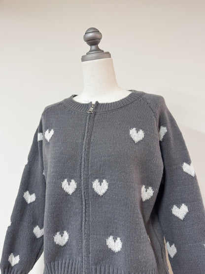 ジップ付きハートニット