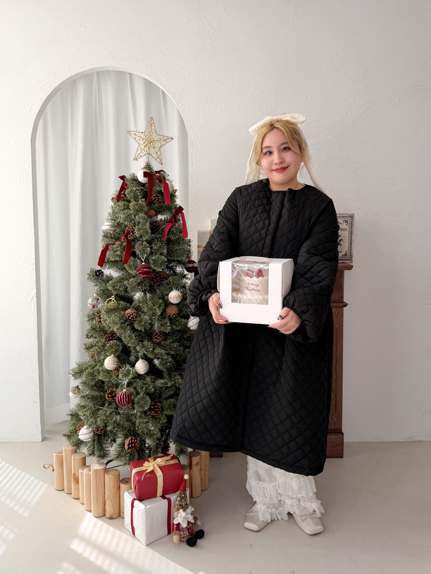 キルティングロングコート