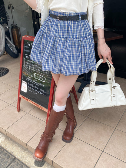 【Official限定価格】ベルト付きチェックバルーンスカート