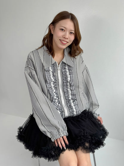 【Official限定価格】ギンガムチェックフリルブルゾン