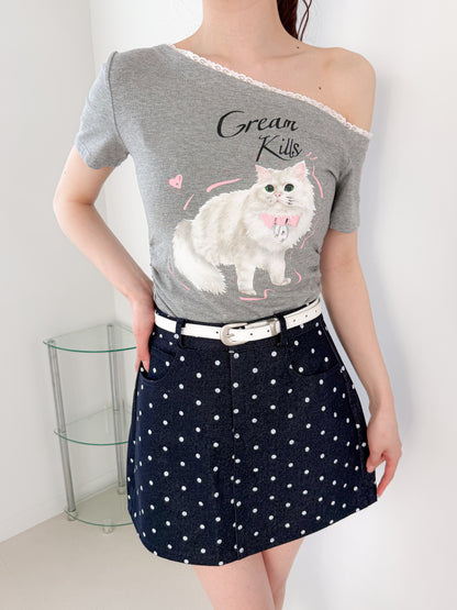 キャットプリントTシャツ