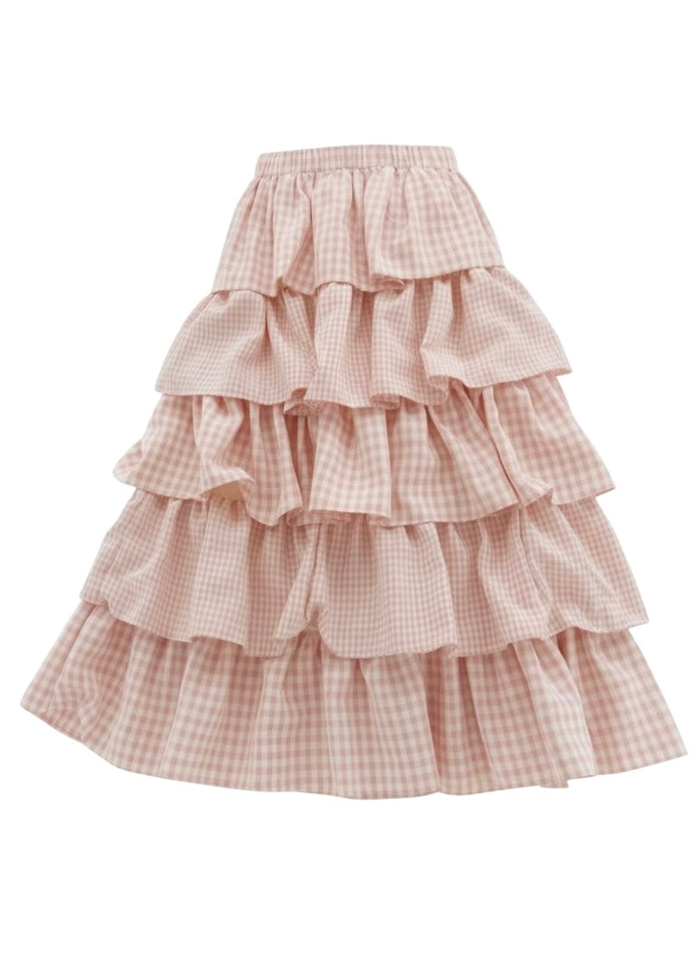 ギンガムチェックティアードスカート