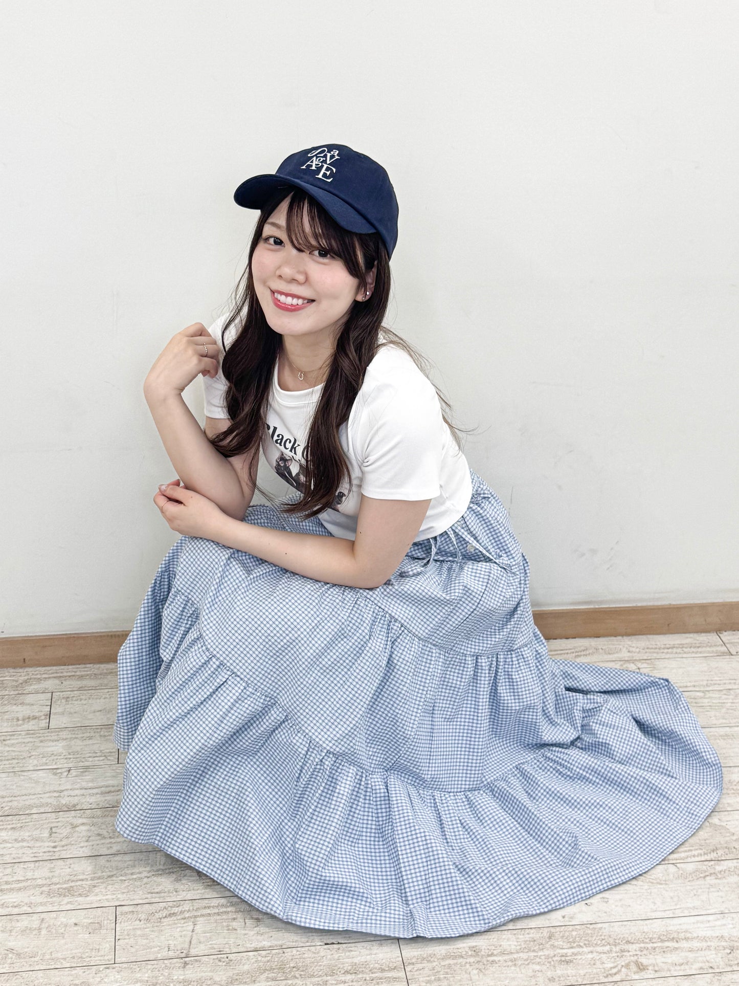格子チェックティアードロングスカート