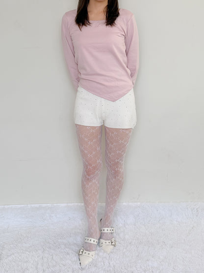 ラインストーンニットパンツ