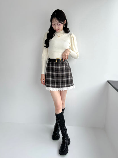 【Official限定価格】ベルト付きチェックスカート