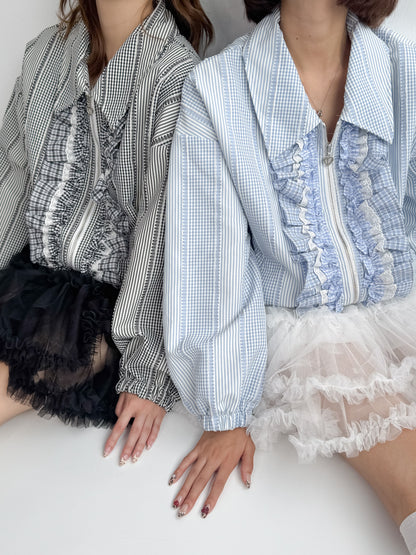 【Official限定価格】ギンガムチェックフリルブルゾン