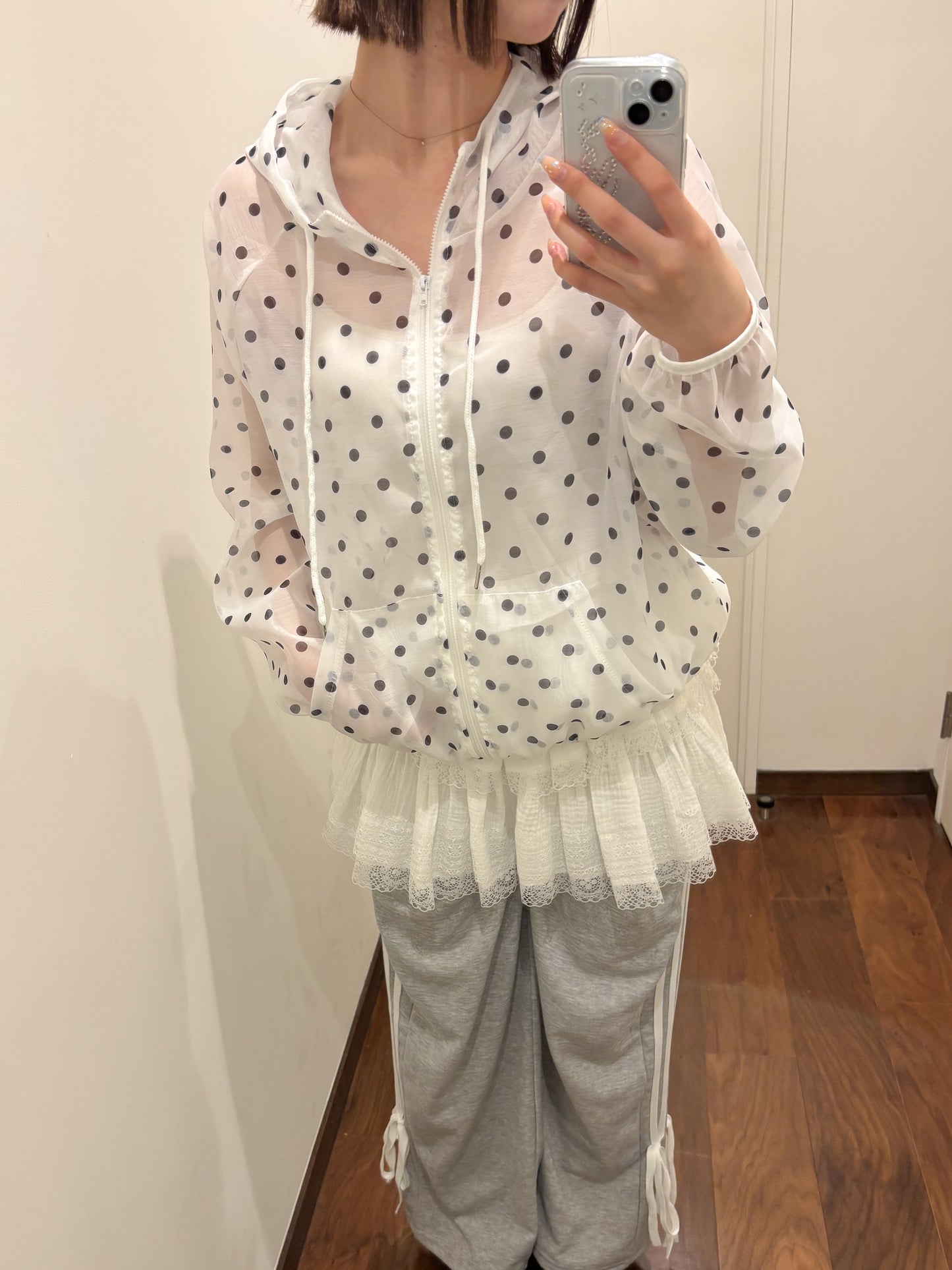 【Official限定価格】ポルカドットオーガンジーブルゾン