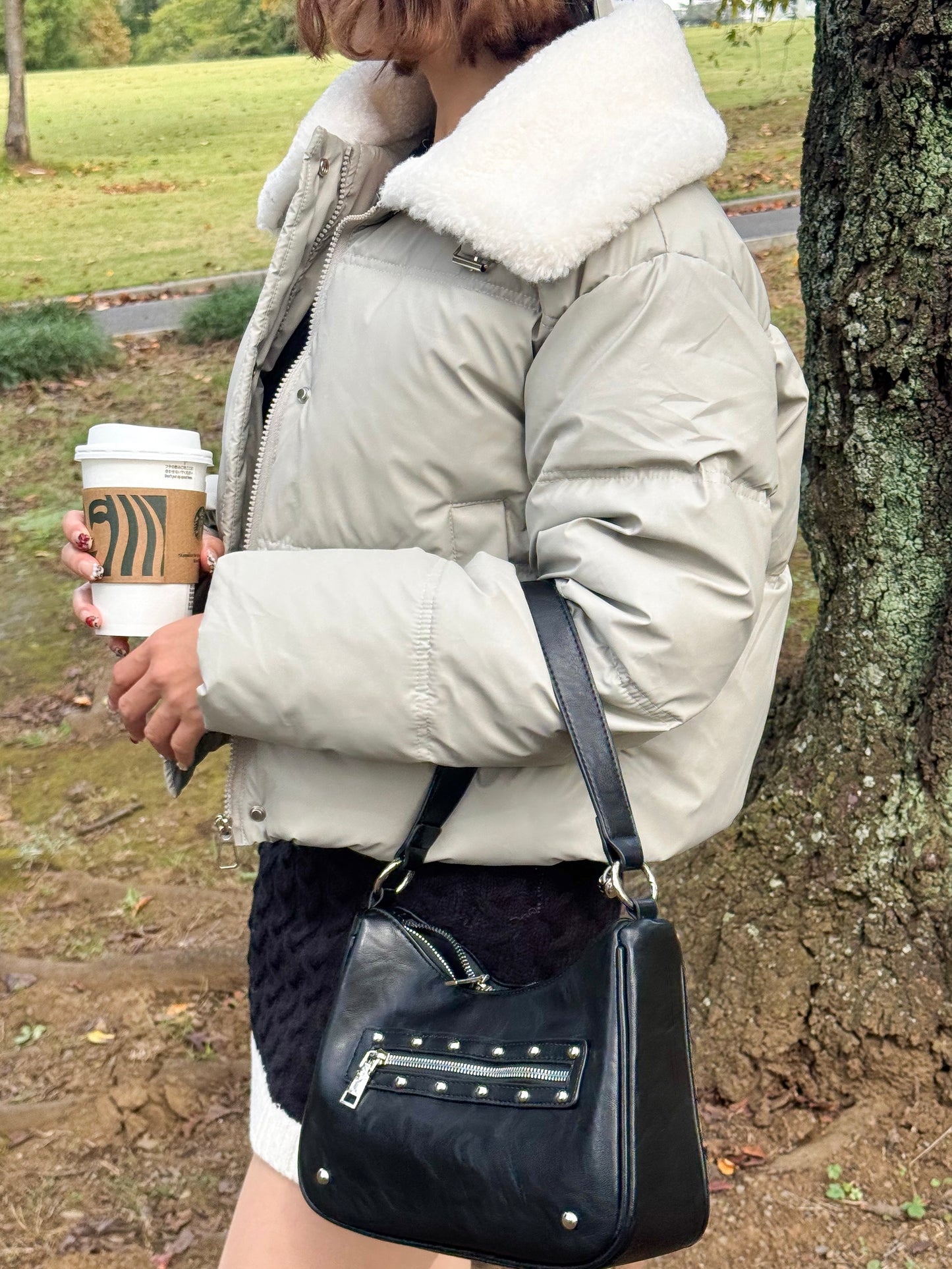 ボア襟付きパフブルゾン