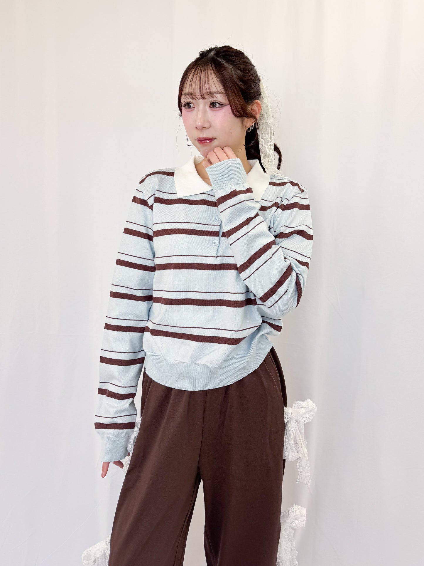 【Official限定価格】襟付きボーダーニットトップス