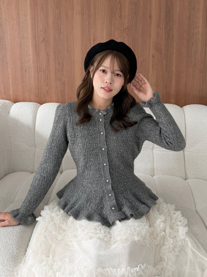 ラメ入りペプラムニット