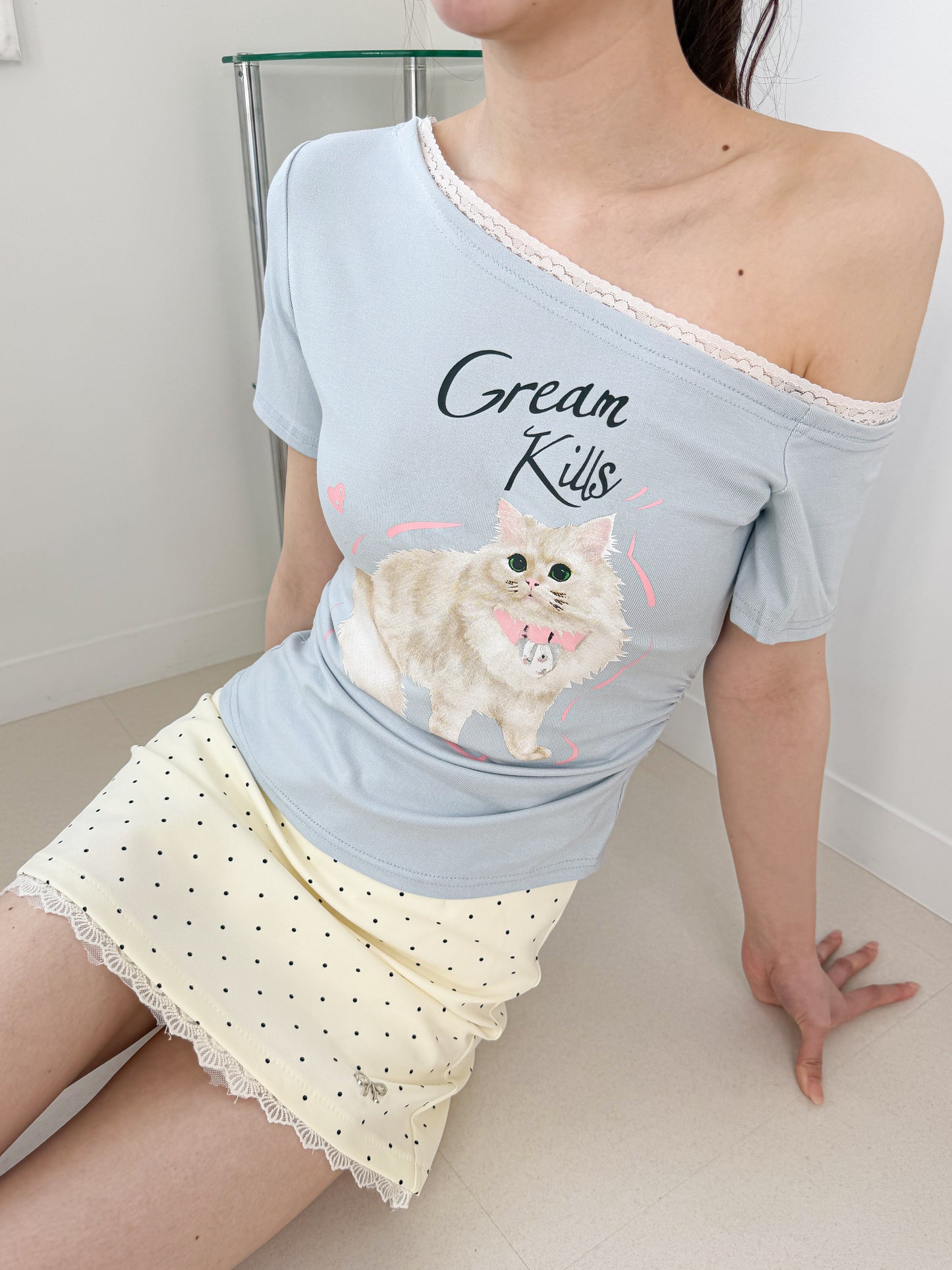 キャットプリントTシャツ