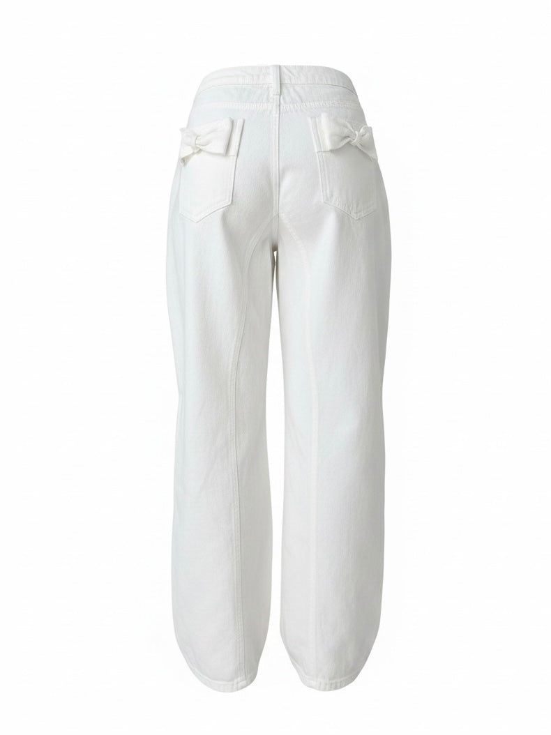 リボンポケットバレルレッグデニムパンツ – frunco
