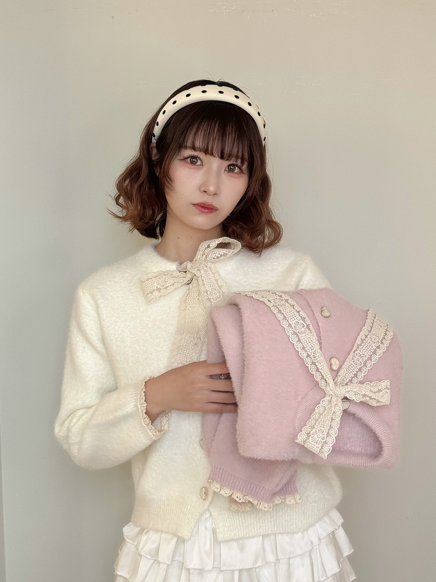 【Official限定価格】ボウタイハートボタンシャギーニット