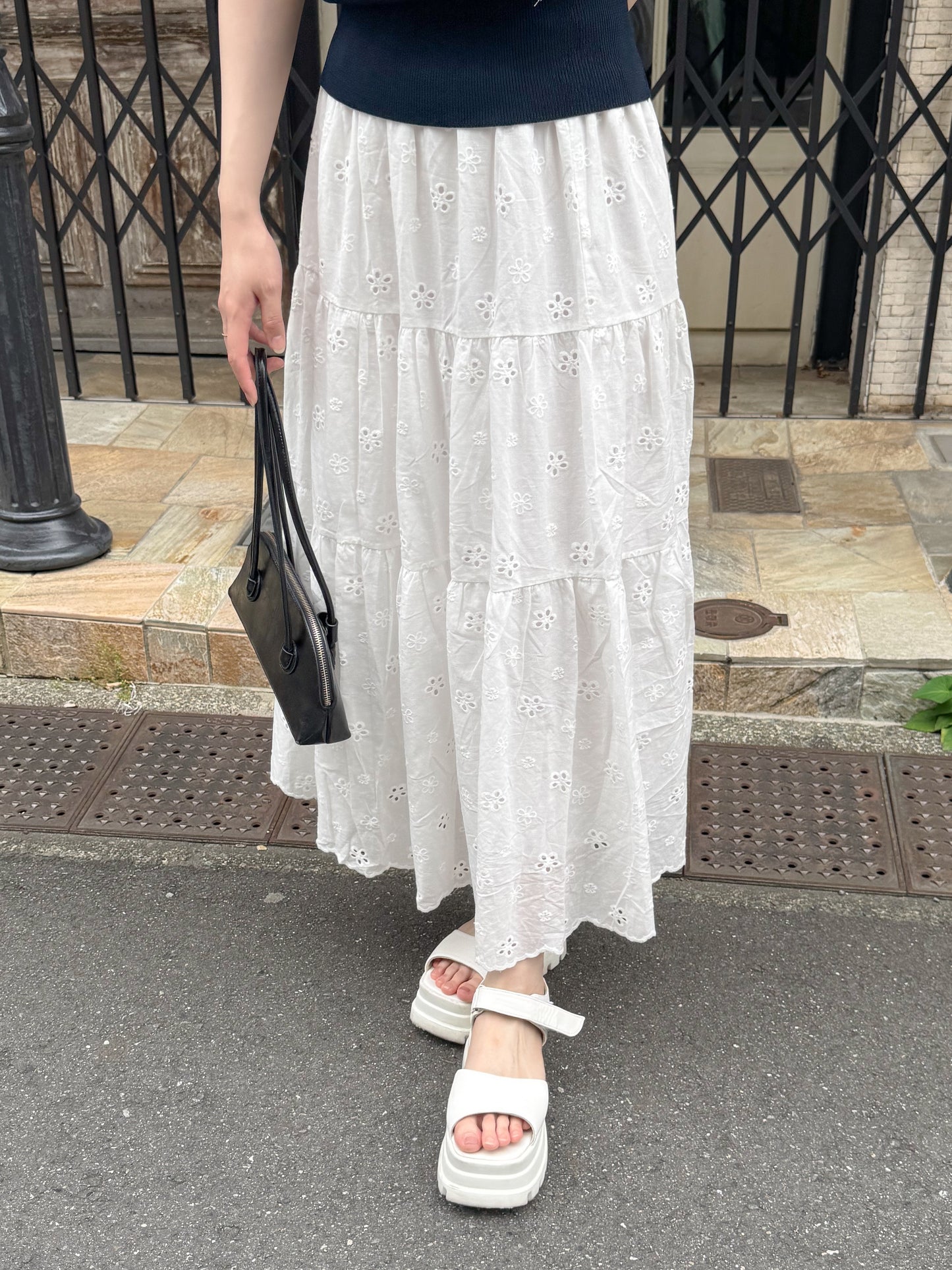 【Official限定】花刺繍コットンロングスカート