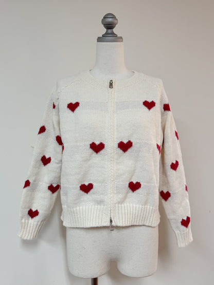 ジップ付きハートニット