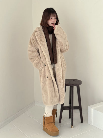 フェイクファーロングコート