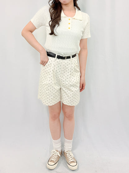 【Official限定価格】ベルト付きドットデニムハーフパンツ