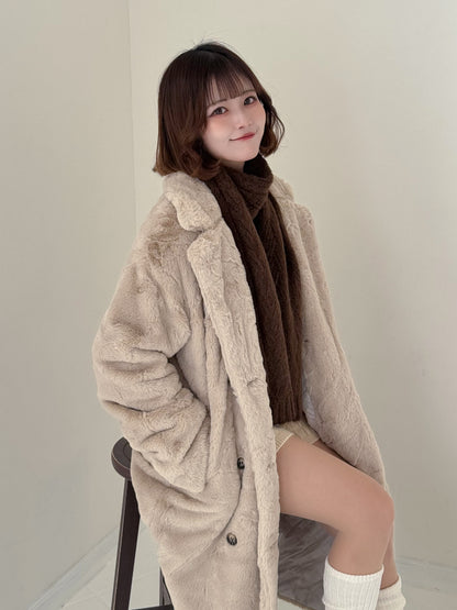 フェイクファーロングコート