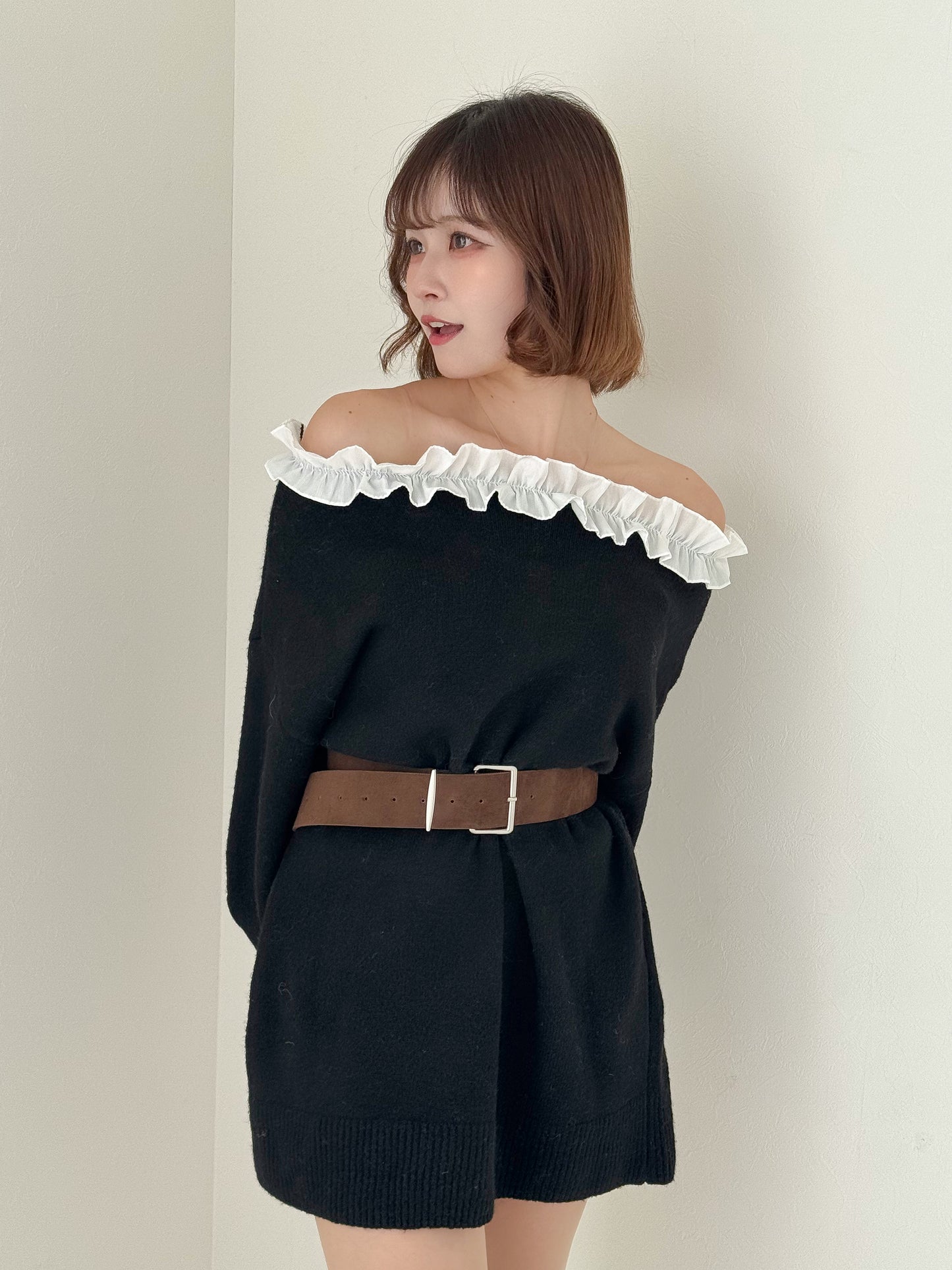 【Official限定価格】フリルニットミニワンピース