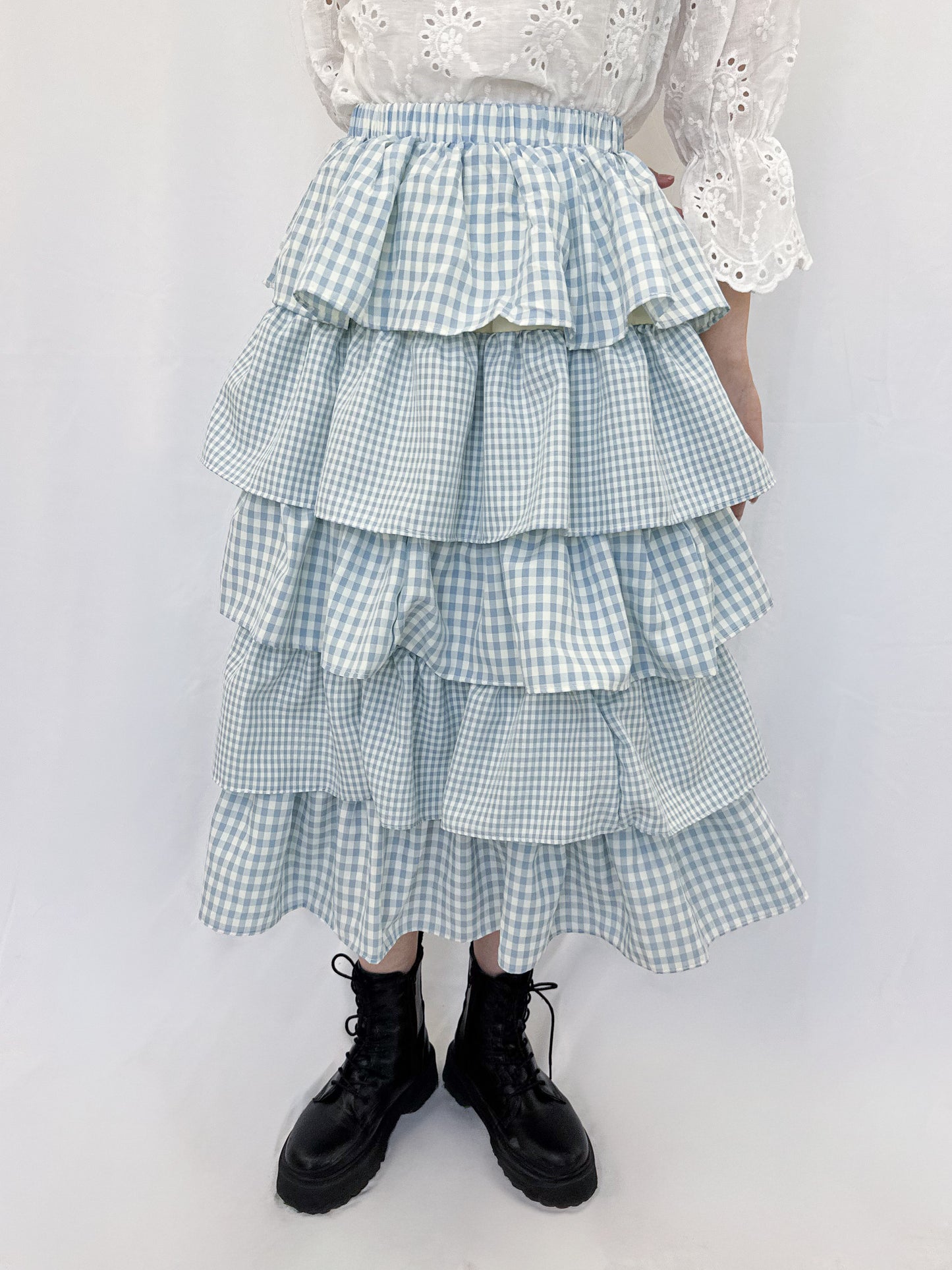 ギンガムチェックティアードスカート