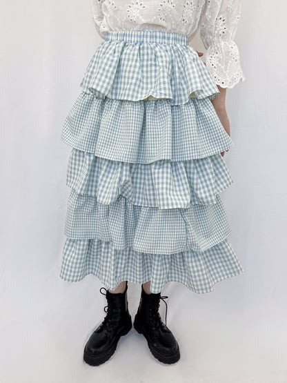 ギンガムチェックティアードスカート
