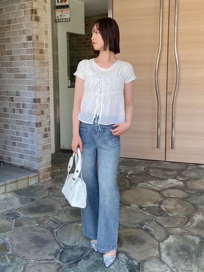 レースキャミソール付きTシャツ