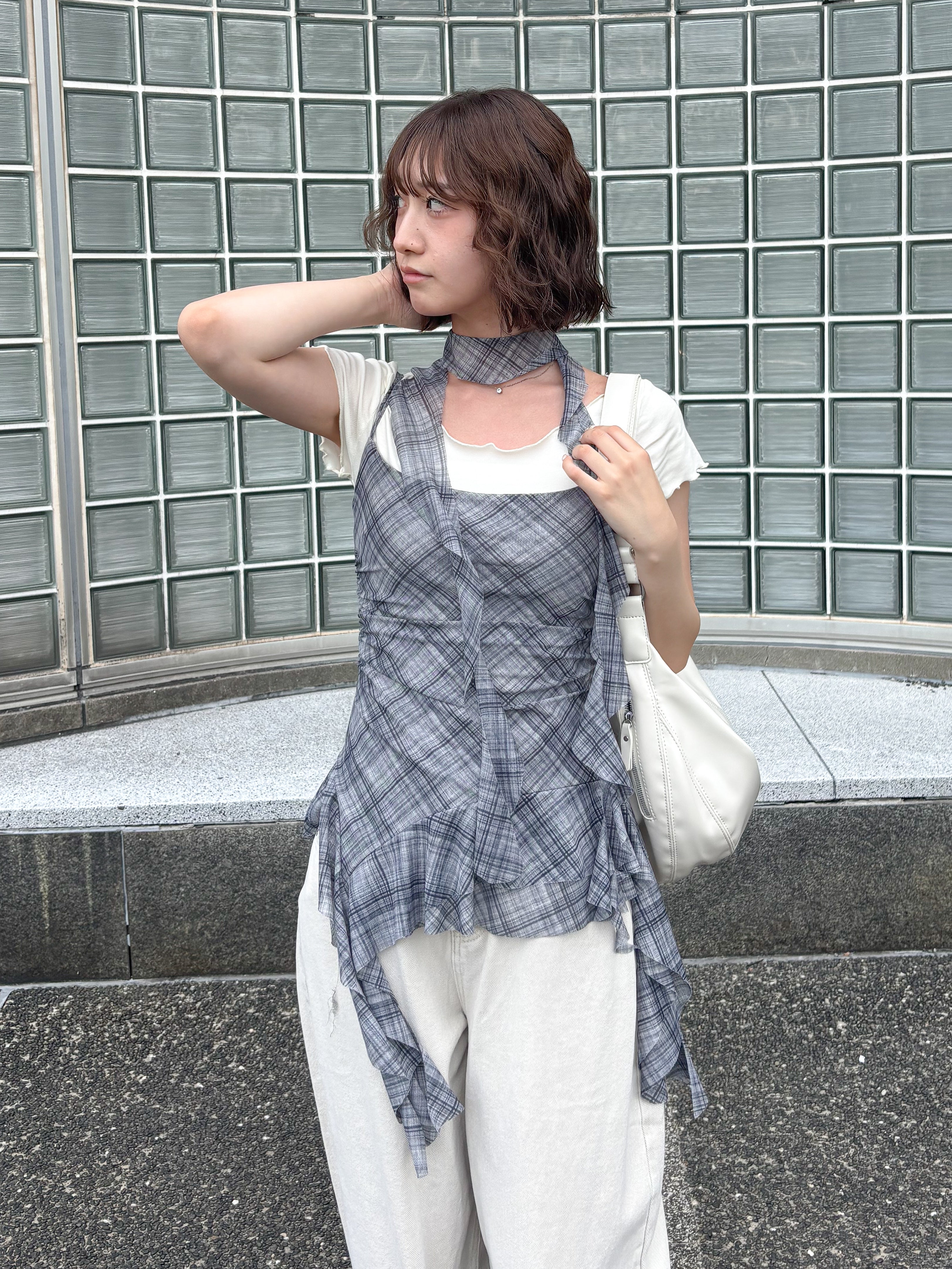 チェックアシンメトリーチュニック – frunco
