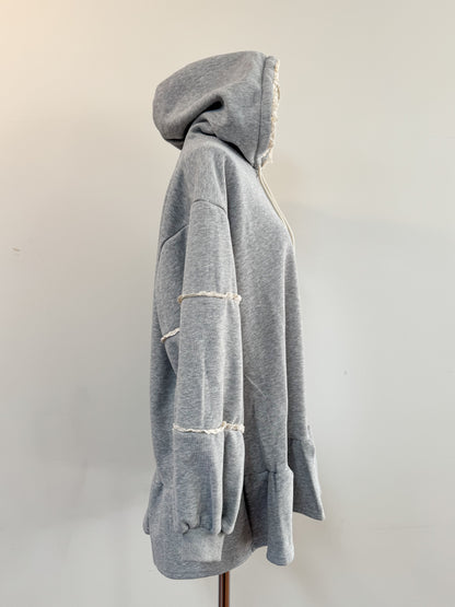 【Official限定価格】裏起毛フリルスエットパーカーワンピ