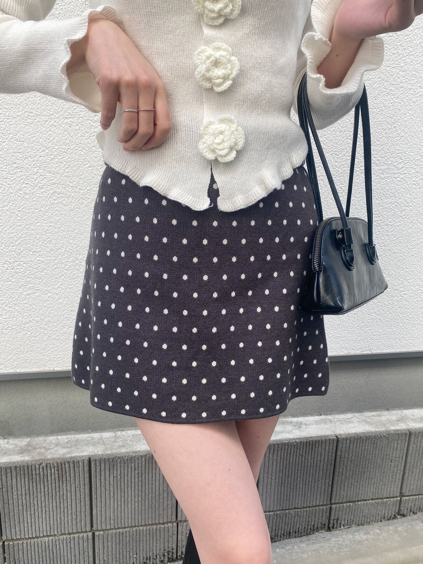【Official限定価格】ドットニット台形スカート