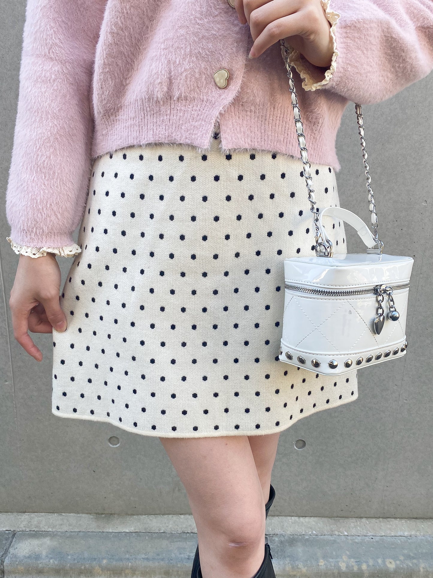 【Official限定価格】ドットニット台形スカート