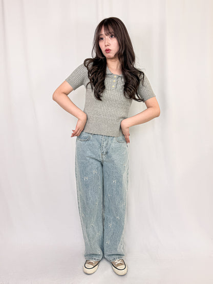 【Official限定価格】リボン刺繡デニムパンツ