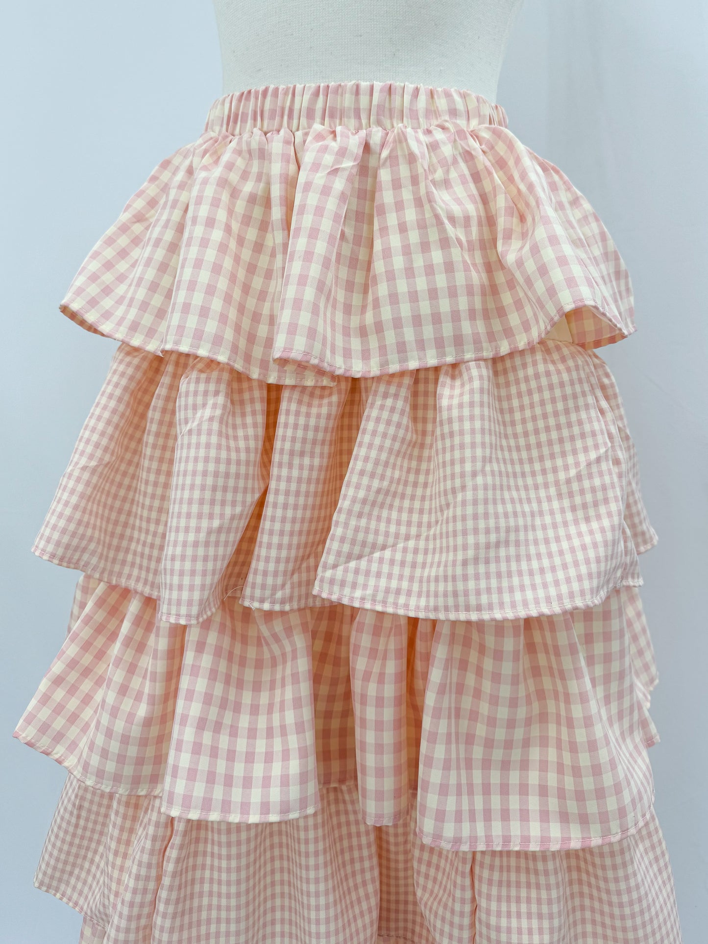 ギンガムチェックティアードスカート