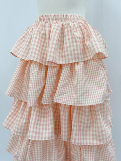 ギンガムチェックティアードスカート