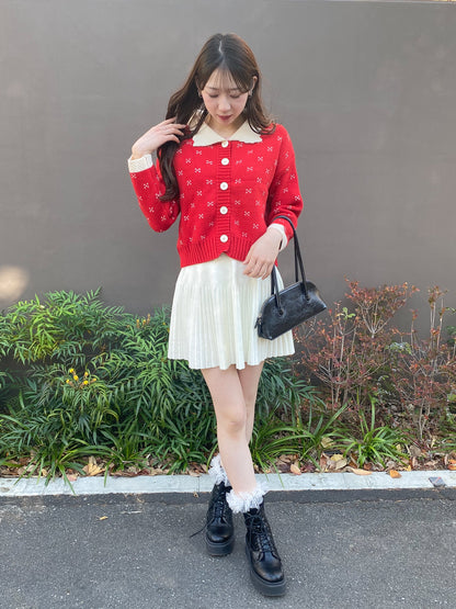 ミニハート柄襟付きニット