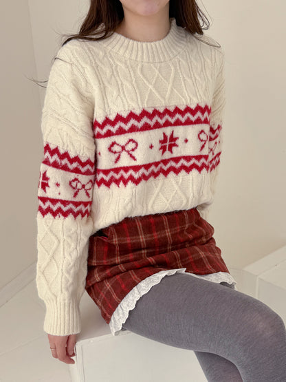 【Official限定価格】モチーフ柄ジャガードニット