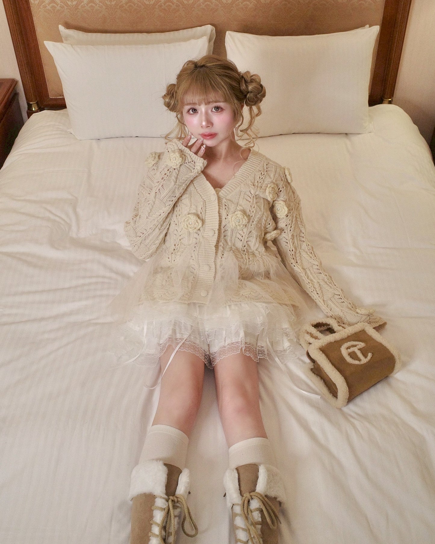 フラワーチュールアンサンブルニットカーディガン