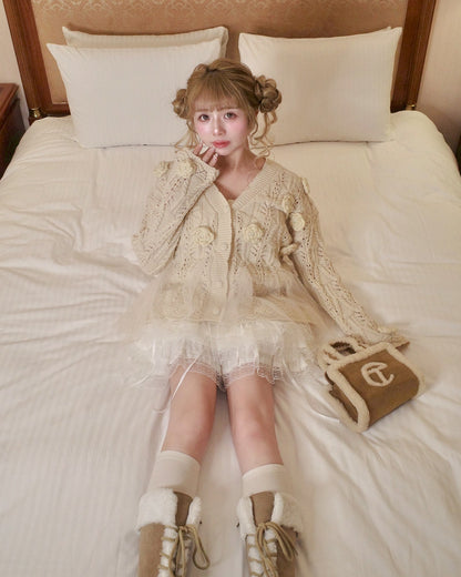 フラワーチュールアンサンブルニットカーディガン