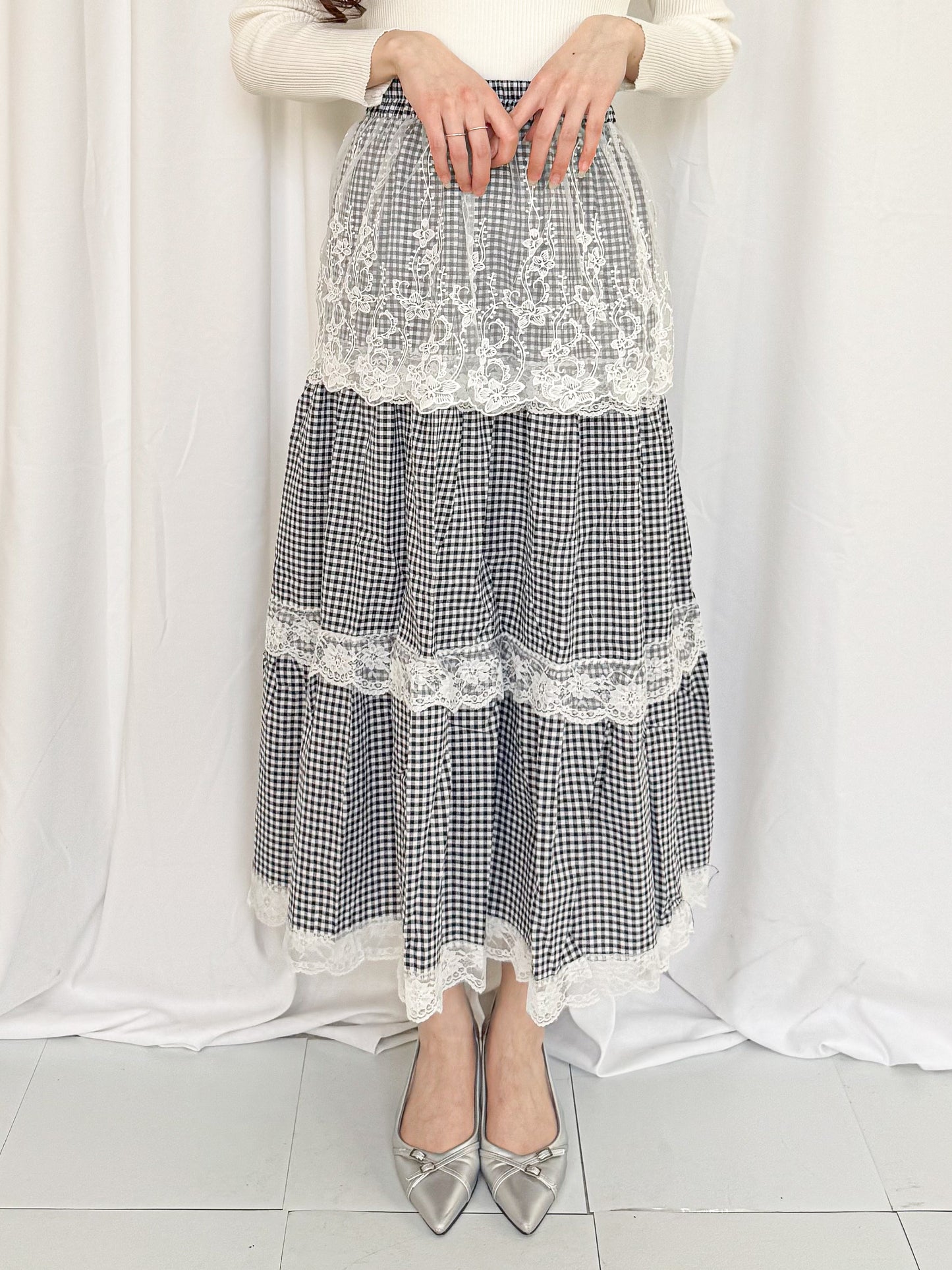 【Official限定】ギンガム×レースティアードスカート