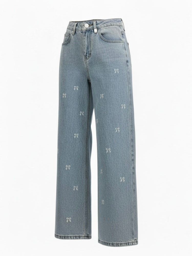 【Official限定価格】リボン刺繡デニムパンツ