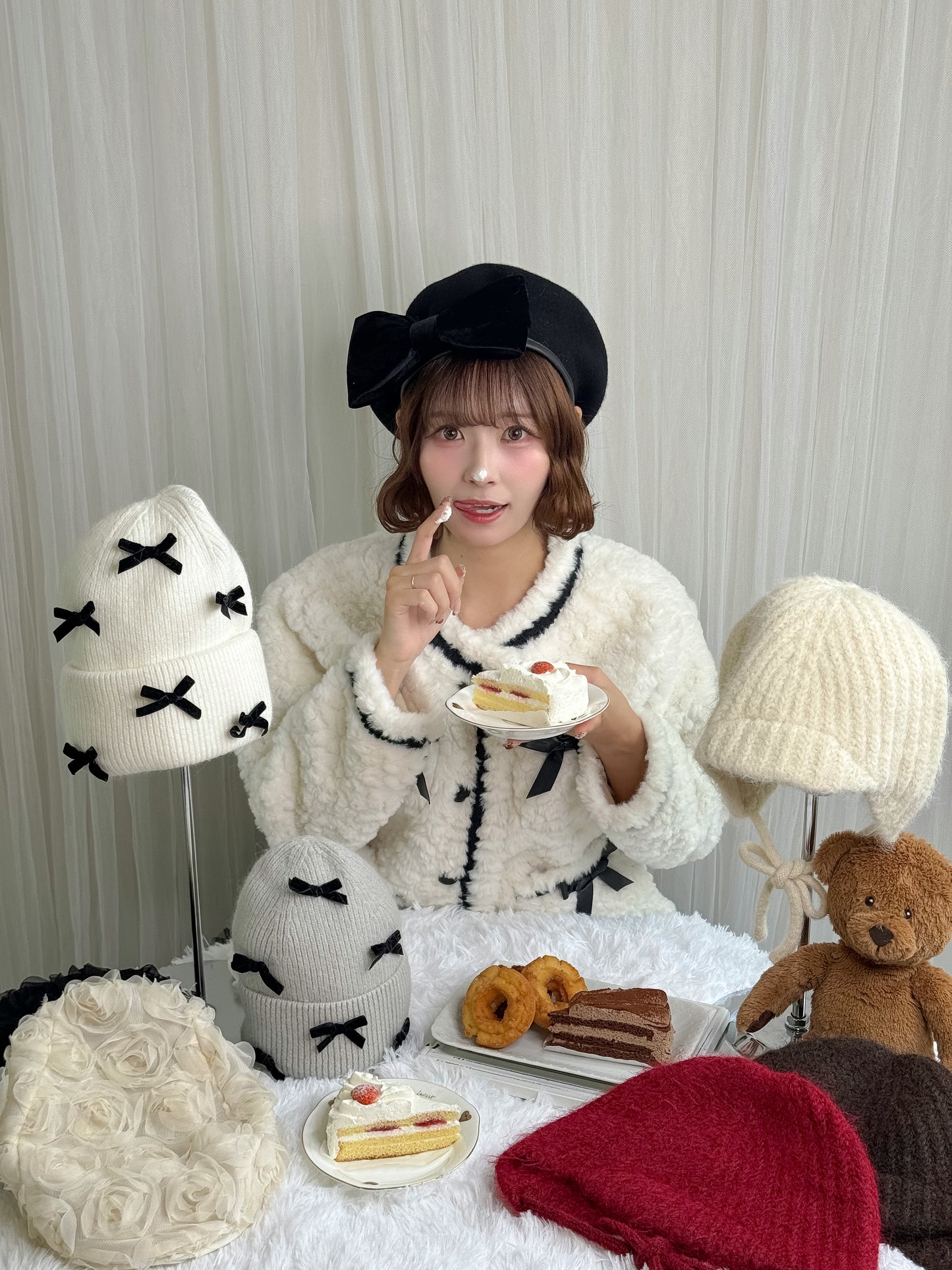 リボンベレー帽