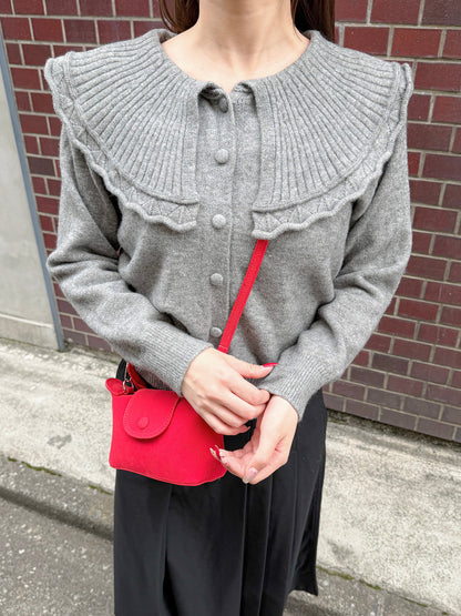 襟付きニットカーデ