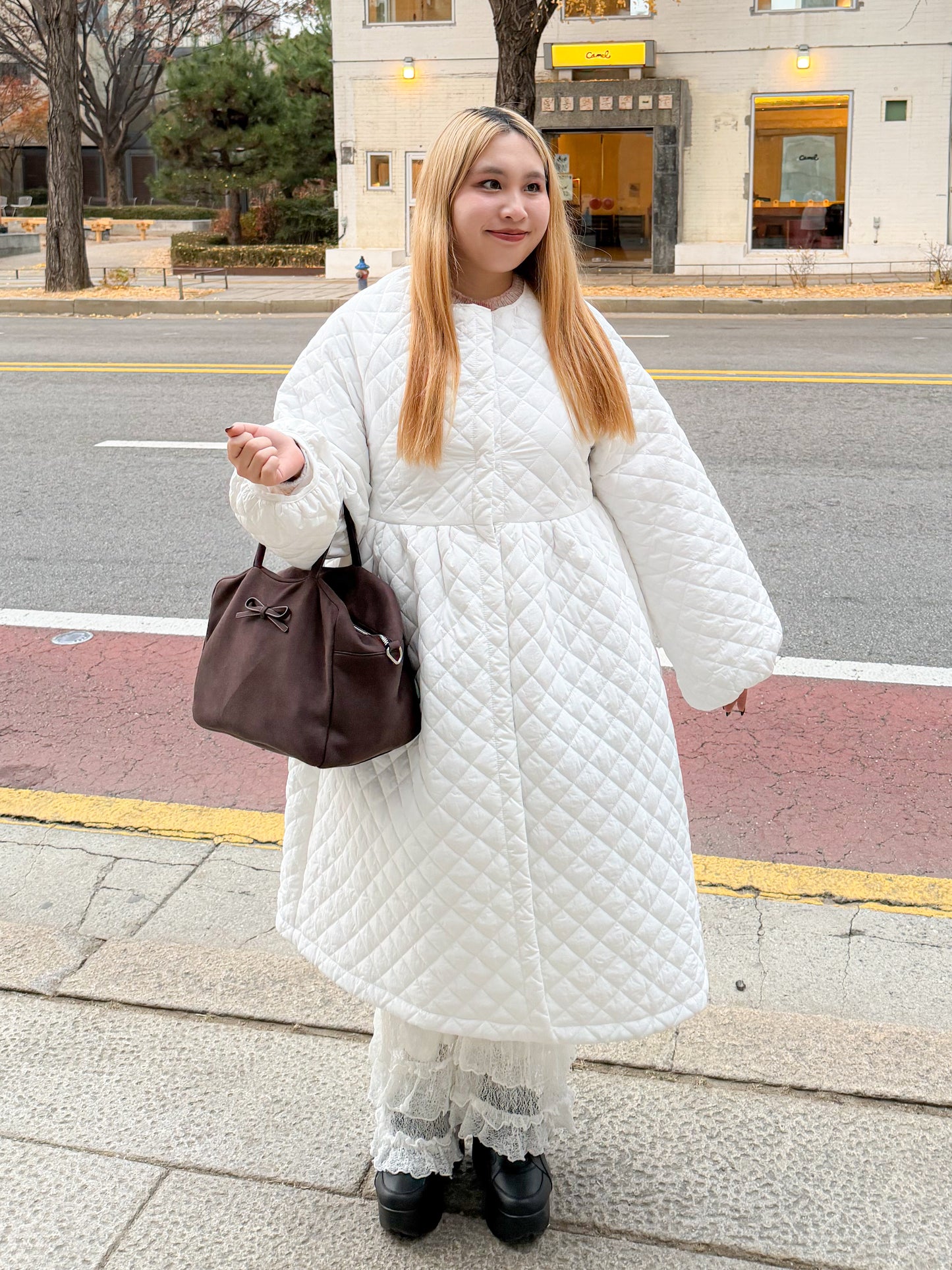 キルティングロングコート