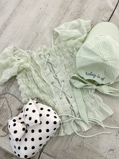 【Official限定価格】レースアップパフブラウス