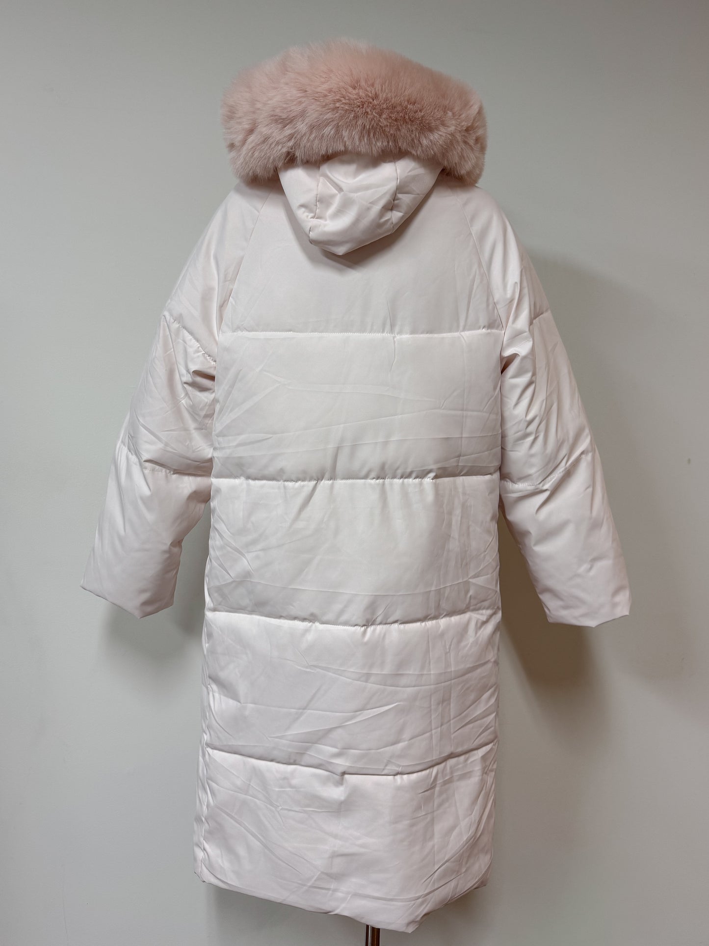 ファー付きロングパフコート