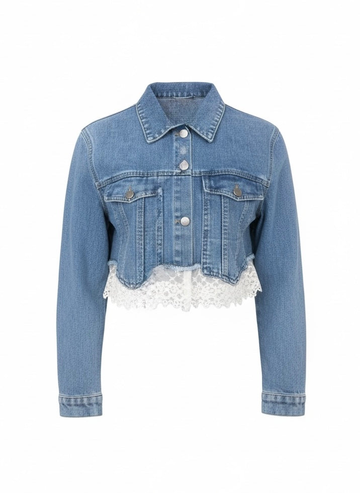 【Official限定価格】レース付きショートデニムジャケット