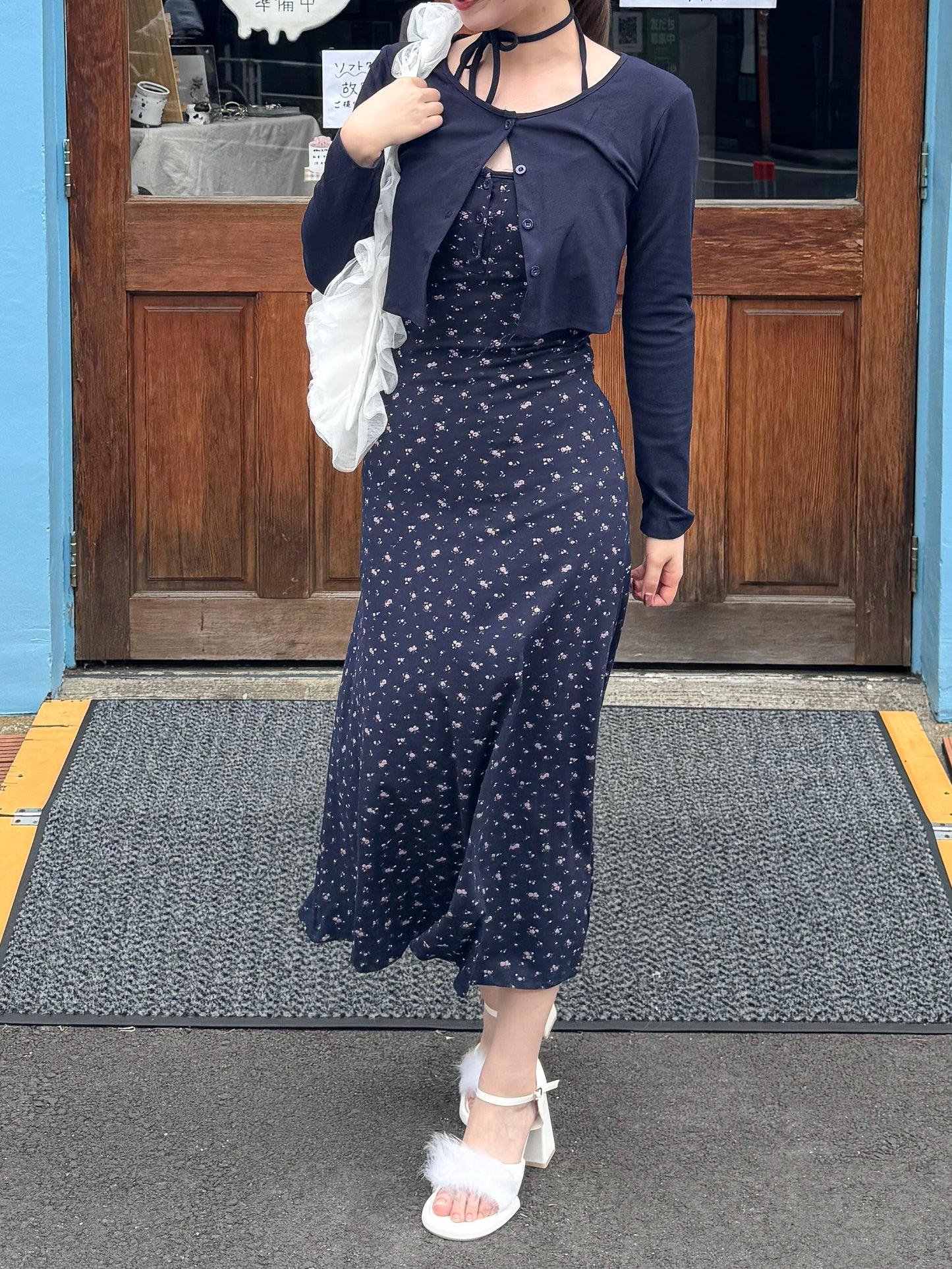 【Official限定価格】小花柄ロングキャミワンピース×カーディガンセット